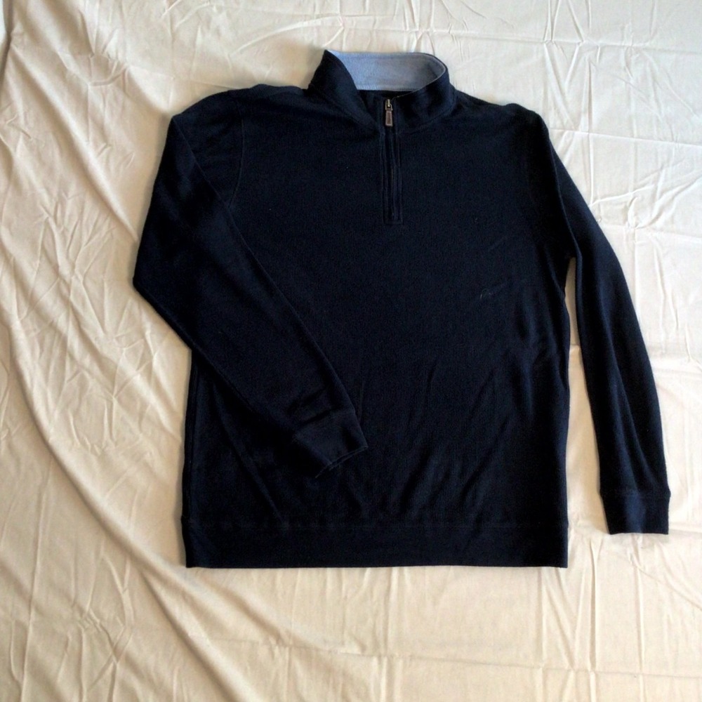 Tailorbyrd Men's Sweater XL Navy‎ Blue Waffle Knit Stretch Streetwear Pullover